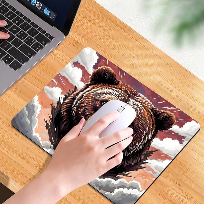 Brown Bear Texture Mouse pad, Square Waterproof and Anti Slip Mouse pad for Office laptops