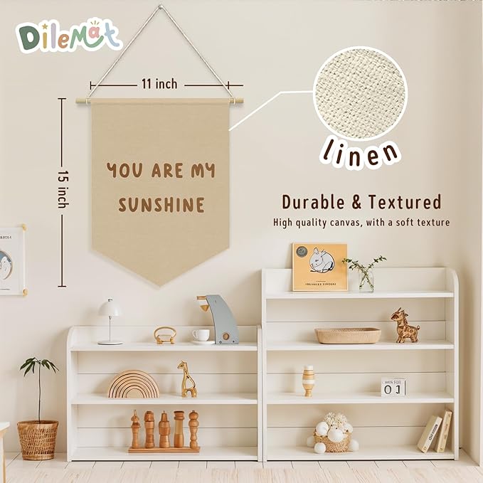 You Are My Sunshine Playroom Decor Linen Pennant Banner,Positive Affirmations Wall Decor Toddler Nursery Wall Hanging Flag Banner for Girl Boy Bedroom Playroom