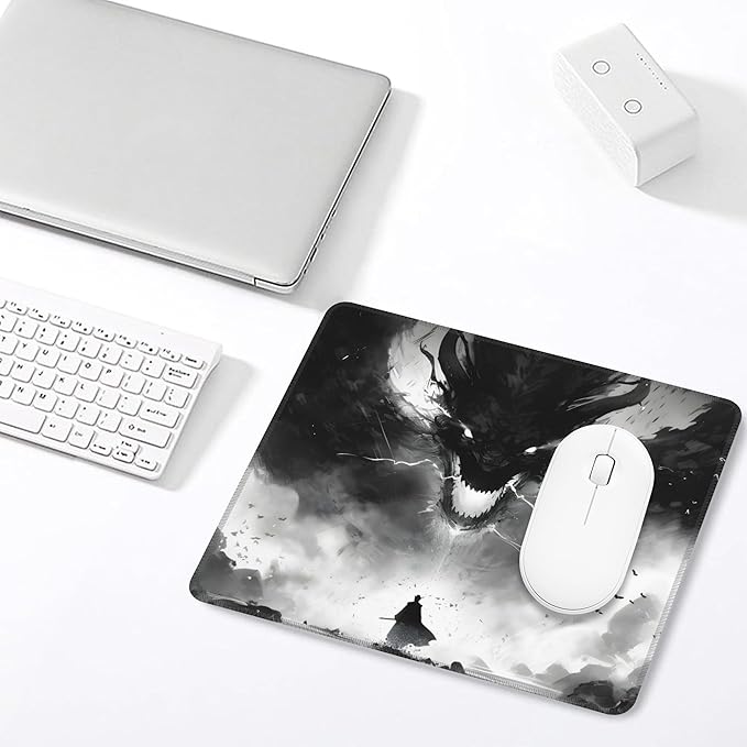 Mouse Pad, Anime Samurai Fighting The Devil Mouse Pads for Desk,Soft Computer Mouse Mat Square Waterproof Non-Slip Rubber Base Gaming MousePads for Women Men,Laptop,Office