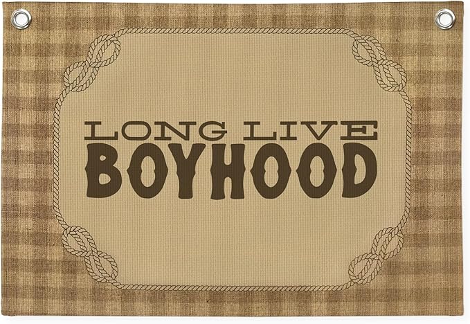 Vintage Long Live Boyhood Banner Boy Room Decor, Retro Banner Nursery Playroom Wall Decor for Bedroom Living Room Dorm,Toddler Decorations,Kids Room Decor for Boys 30X20 Inch