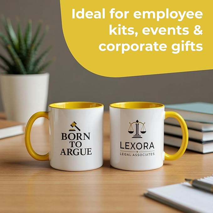Personalized Mug, Custom Ceramic Mug with Photo and Text, 11oz, Pack of 5, Glossy Coffee Cup, Perfect for Christmas, Secret Santa or as Holiday Gift for Family or Friends, White/Yellow