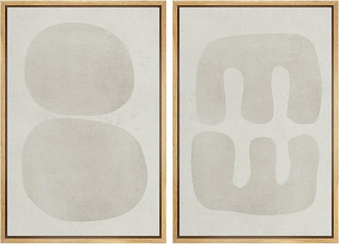 SIGNWIN Framed Canvas Print Wall Art Set Dark Black Color Field Landscape Abstract Shapes Cozy Neutral Modern Art Minimalism Decorative Nordic for Living Room, Bedroom, Office - 16"x24"x2 Natural