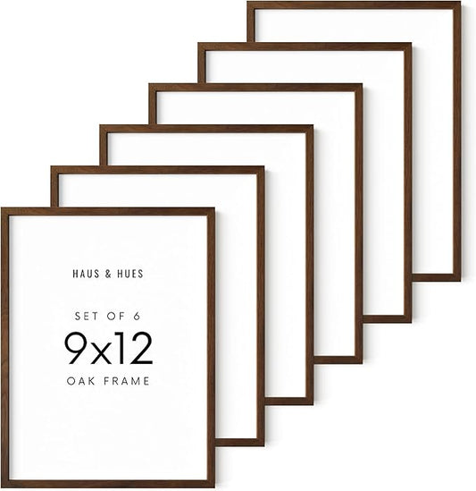 HAUS AND HUES Standalone Walnut Oak Frame Set of 6-9x12