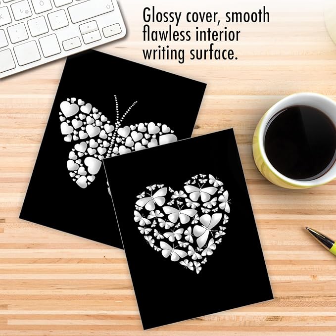 The Best Card Company - 20 All Occasion Blank Greeting Cards (4 x 5.12 Inch) - Monocolor Photos (10 Designs, 2 Each) - Hearts and Butterflies AM9076OCB-B2x10