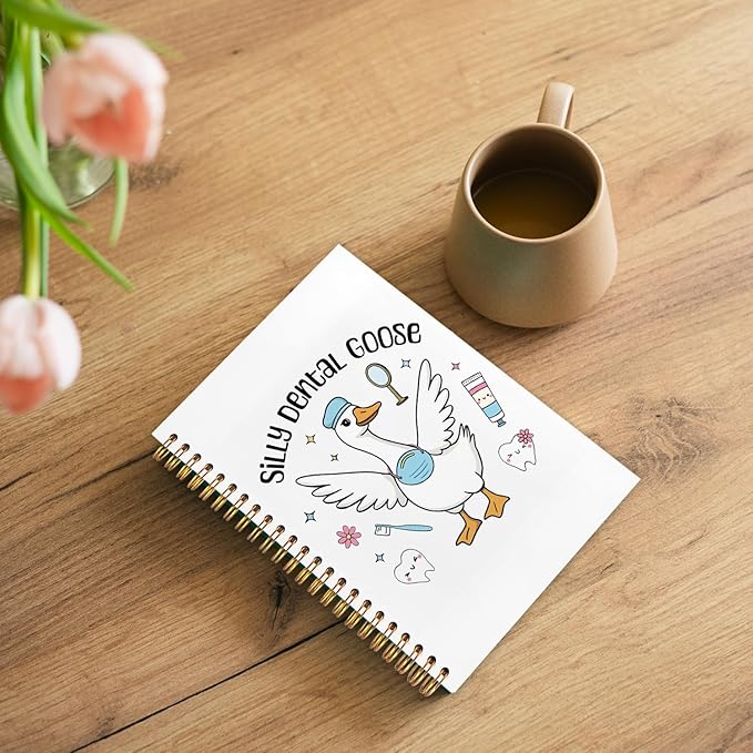 WUCHJ Dentist Gifts Notebook, Dental Hygienist Assistant Gifts Journal, Silly Dental Goose Spiral Notebook Journal for Note Taking, Dentist Office Supplies, 5.5x8.3 Inch