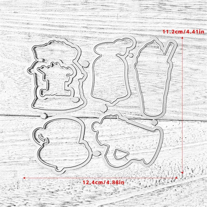 Coffee Beans Cup Stamps and Cutting Dies for Card Making DIY Transparent Silicone Clear Stamp and Metal Die Cuts Sets for Scrapbooking Paper Greeting Cards Decor Seals Craft Supplies