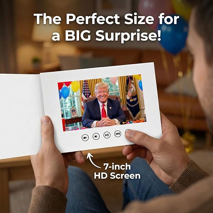 SLIDY Donald Trump Funny Birthday Video Greeting Card with Message from a Famous American President – Personalized Video Birthday Gift for Men and Women, Unique Universal Birthday Present for Him or Her, Memorable Celebration Keepsake