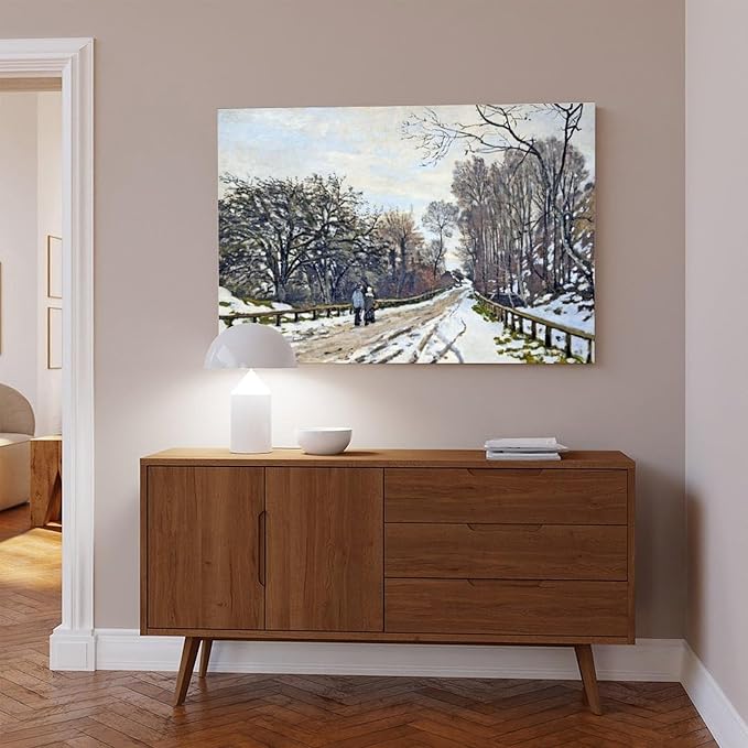 40+ Monet Famous Print Posters The Road to The Farm of Saint-Simeon by Claude Monet Impressionism Canvas Art Poster And Wall Art Picture Print Modern Family Bedroom Decor Posters Frame 24×36inch(60×90