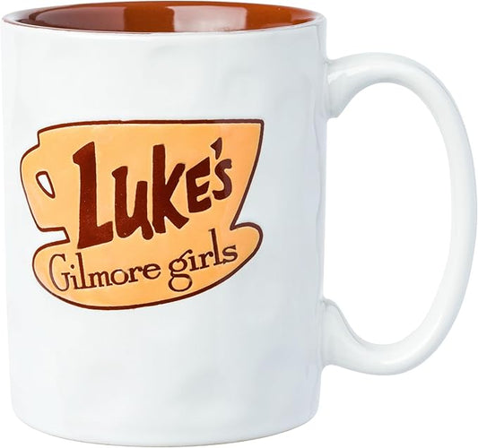 Silver Buffalo Gilmore Girls Luke's Diner Logo Wax Resist Ceramic Pottery Mug, 17 Ounces