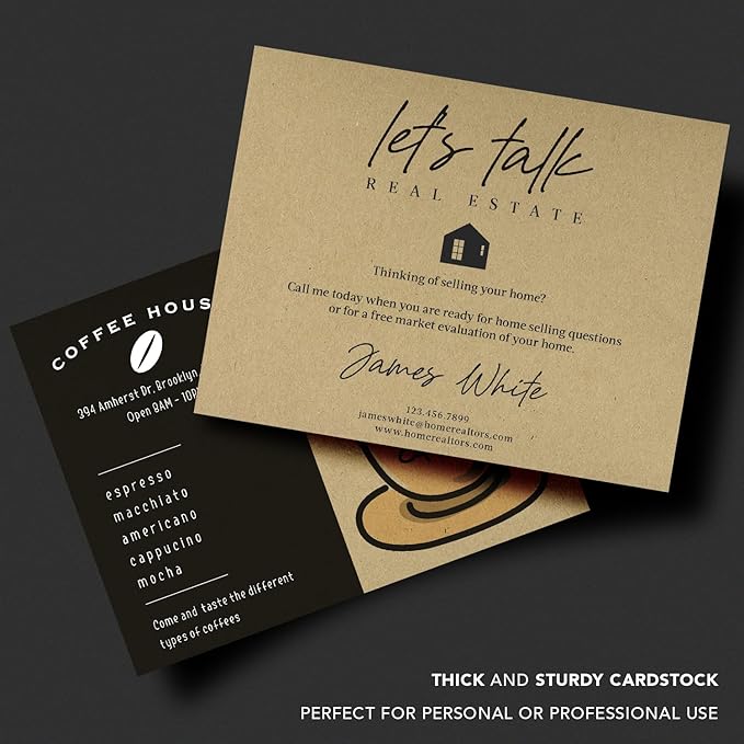 A6 Blank Grocer Brown Kraft Note Cards & Envelopes – Thick Flat Cards for Wedding and Birthday Invitations, Holiday Greetings, Postcards, All Occasions | 25 per Pack | NOT A Fold Over Card