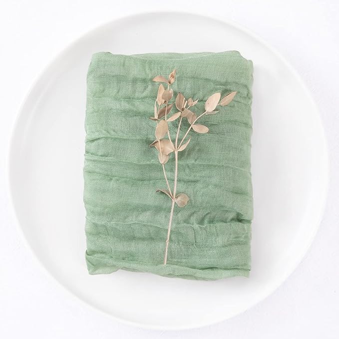 30 Pack Sage Green Cheesecloth Napkins Christmas Cloth Napkins Set of 30 Sage Holiday Dinner Napkins Bulk 21x21 Inches for Wedding Bridal Shower Baby Shower Xmas Parties