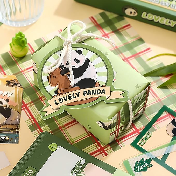 Auguro Cute Panda Scrapbook Kit A6 Grid Notebook Scrapbook Starter Kits for Adults Junk Journal Kit journaling Supplies kit Craft DIY Gift for Adult Teen Girl