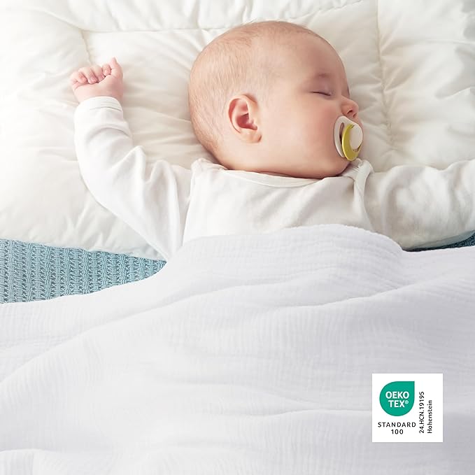 Bedsure 100% Cotton Muslin Throw Blanket Twin XL for Bed - 4-Layer Breathable and Lightweight Thin Soft Summer Gauze Muslin Blankets for Adults, White, 66x90 Inches