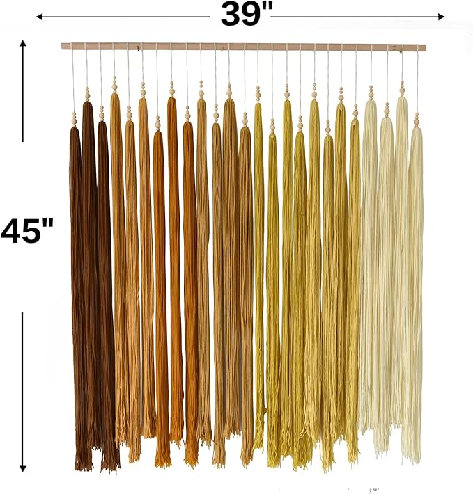 IOWER Macrame Wall Hanging Beads Tassels Decor Boho Yarn Art for Bedroom Living Room or Nursery Aesthetic Bohemian Woven Tapestry for Home 39" W x 45" L