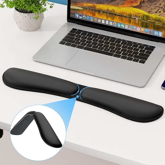 KTRIO Ergonomic Keyboard Wrist Rest, Memory Foam Wrist Rest for Computer Keyboard, Non-Slip Rubber Base for Easy Typing & Pain Relief