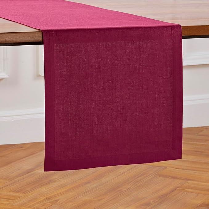 Solino Home Linen Table Runner 48 Inches - 100% Pure Linen Beet Table Runner 14 x 48 Inch Ideal for Dresser and Coffee Tables - Valentines, Winter - Diana Medium Weight