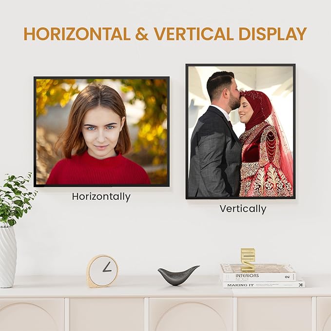 13x16 Aluminum Metal Picture Frame,Tempered Glass Black Photo Frame 13x16 for Family Photo,Posters,Art,Document to Wall Mount Horizontally or Vertically