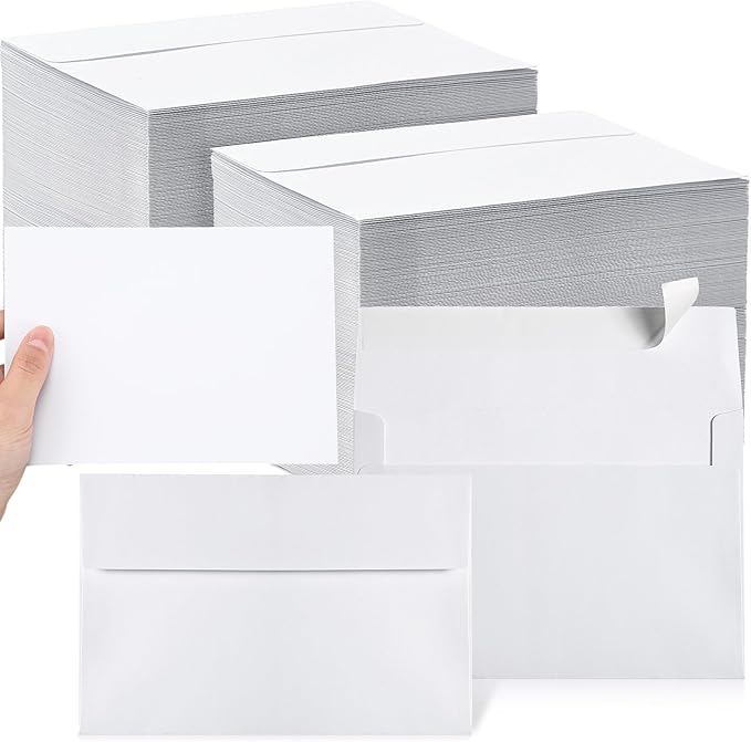 Fainne 600 Pcs White Envelopes Self Adhesive Printable Envelope Bulk for Invitation, Wedding, Baby Shower, Photography, Thank Note, Postcard, Greeting Card, Mailing, Graduation (A6 4.75 x 6.5 Inch)