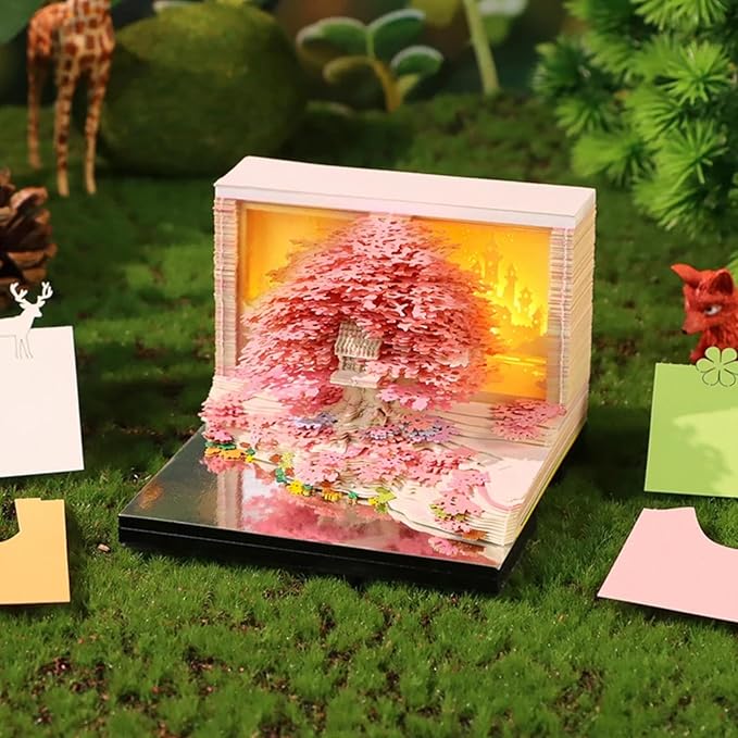 Time Piece Calendar 2026,3D Tree Tear-Away Memo Pad Creative Desk Calendars,3D Notepad Paper Carving Art Sticky Notes,3D Calendar 2026 Suitable for Room and Office Desktop Decoration