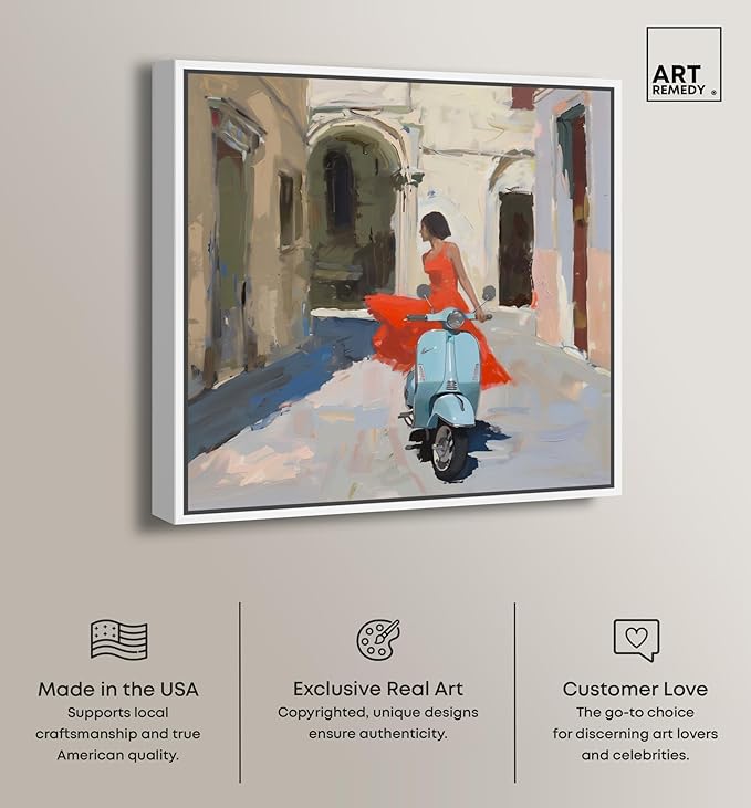 Art Remedy Venice Visits Canvas Classic Landscape Art, White Frame, 12" x 12"