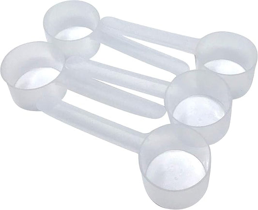 2 Tbsp (1 Oz. | 6 Tsp | 29.6 mL) Long Handle Scoop for Coffee, Protein Powder, Pet Food, Spices, Grains, Dry Goods – Food-Grade BPA-Free Plastic Measuring Spoon (Pack of 5)