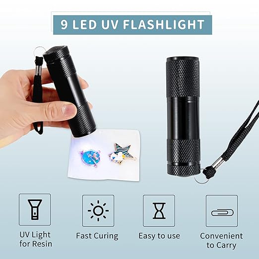 UV Resin Kit with Light-100g with UV Flashlight,Crystal Clear Resin Glue for DIY Jewellery Making,Glue Kit for DIY Beginners Introductory Jewellery Making