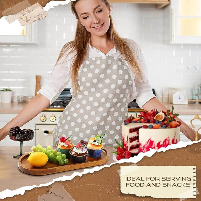 13.8 x 5.8 Inch Large Wood Serving Trays Charcuterie Boards Oval Wooden Plates Wood Serving Platter Cheese Dinner Plates Bulk for Dessert Snack Bread Fruit Appetizer Dishes (13.8" x 5.5"_8 Pack)