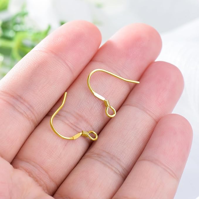 14K Real Gold Earring Hooks for Jewelry Making Fish Hooks 14K Yellow Gold Earring Findings for Earrings Jewelry Making(Style 4)