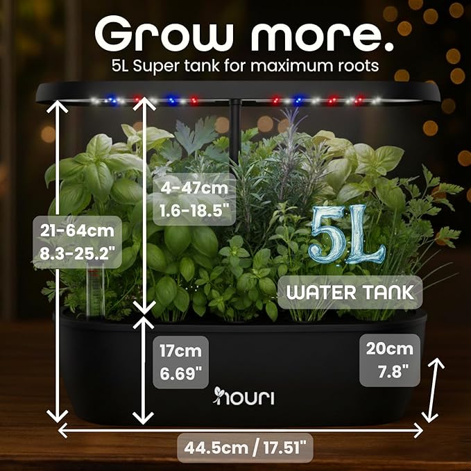 Nouri 12 pod APP Smart Garden for Home Cooks | w/Heirloom Salad | Hydroponics Growing System | LED Grow Lights | Indoor Herb Garden Kit | Herb Growing Kit Indoors for Plant Lovers, Gardeners, Kitchen