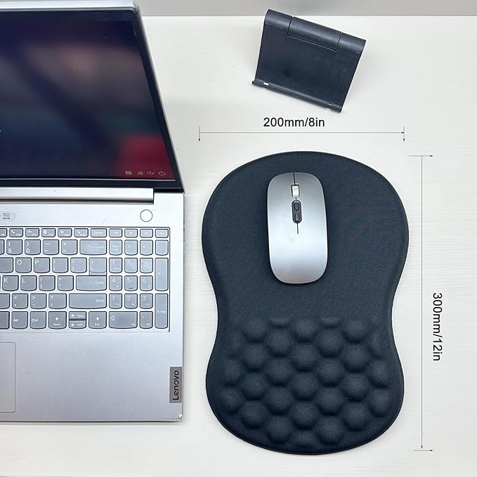 Ergomonic Mouse Pad with Wrist Rest for Car Shaped Mouse, Slope Mousepad with Wrist Support to Relieve Wrist Pain, 12L x 8W inches, Black