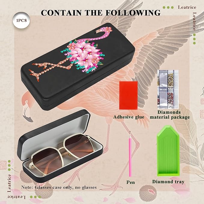 Leatrice Diamond Art Kits for Adults Small Diamond Painting Kit Gem Art Paint by Diamonds Dots Eyeglasses Case for Beginner Women