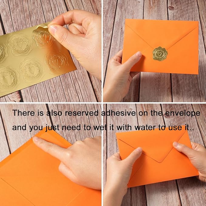 50 Pack A7 Colorful Envelopes with 5x7 Blank Heavy Colored Folded Cardstock and Gold Stickers for Greeting Cards, Wedding, Birthday Party, Baby Showers, Invitations (5x7)