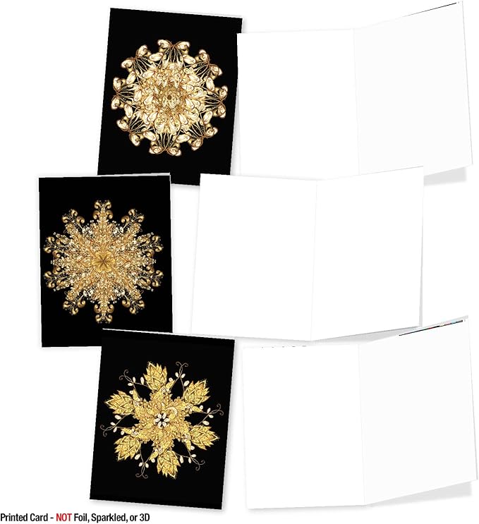 The Best Card Company - 10 Blank Note Cards Assortment (4 x 5.12 Inch) - Zen Patterns and Symbols, Bulk Boxed Set - Magnificent Mandalas AM6326OCB-B1x10
