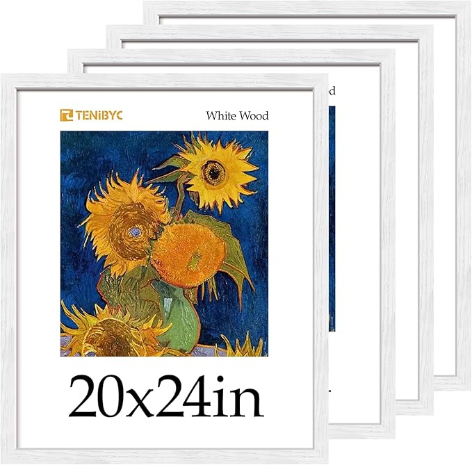 Picture Frame 4 Pack - Solid Wood Poster Photo Frame - Woodgrain Series - Room, Office, Gallery, Studio Display - Wall Hanging