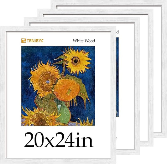 Picture Frame 4 Pack - Solid Wood Poster Photo Frame - Woodgrain Series - Room, Office, Gallery, Studio Display - Wall Hanging