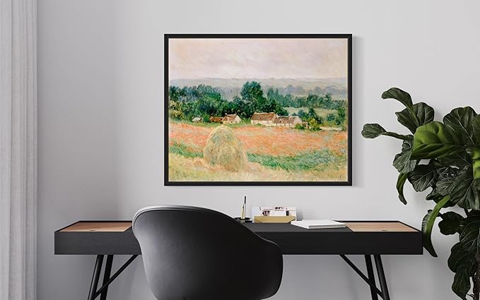 Haystack at Giverny Claude Monet Wall Art Print Poster, Impressionist Painting Wall Art Wall Decor, for Bedroom and Living room Bathroom Decor 115 (Haystack at Giverny, 8 x 10 inches, Black Frame)