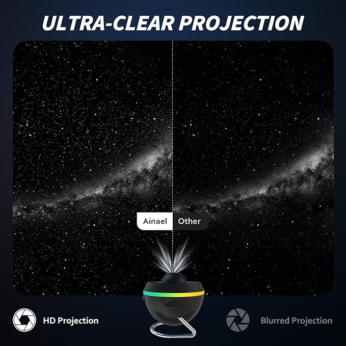 Galaxy Projector, Star Projector Home Planetarium Space Ceiling Starry Sky Night Light with Light Strip, Meteor and Galaxy Projector for Kid Adult Bedroom Christmas Gift (Black)