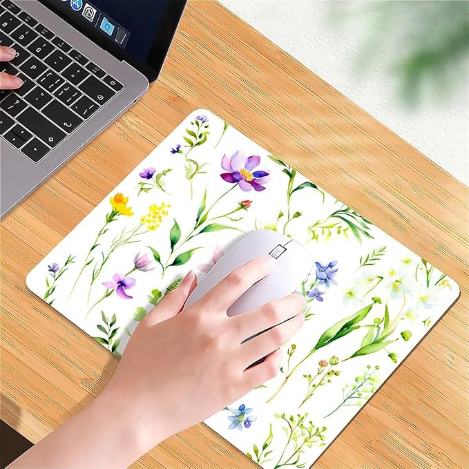 Square Mouse Pad Beautiful Flowers Plants 1, Personalized Premium-Textured Custom Mouse Mat Design, Washable Mousepad Cloth, Non-Slip Rubber Base Computer Mouse Pads for Wireless Mouse