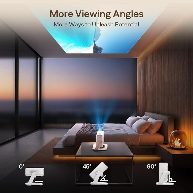 Aurzen Multi-Angle Projector Stand, 180° Rotatable, Compatible, TMY, HAPPRUN, Yaber, Epson & Most Projectors (¼-Inch Screw, Gimbal Stand)