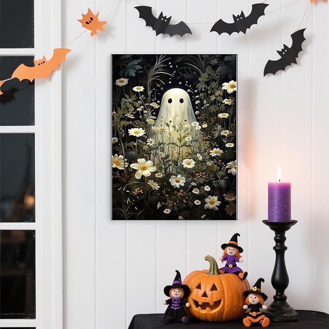 Eterkosu Ghost Diamond Art Painting Kits for Adults,5D DIY Halloween Diamond Art Paint with Diamonds for Home Decor,Horror Full Drill Diamond Dots Painting for Adults Beginners Gem Art Pictures