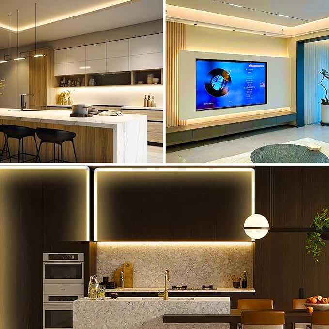 COB LED Strip Light UL Listed DC 12V LED Strip Light Flexible Super Bright Dimmable LED Strips,16.4ft 1600LEDs High Density Uniform Led Lights for Home Bedroom (Cool White 6500K)