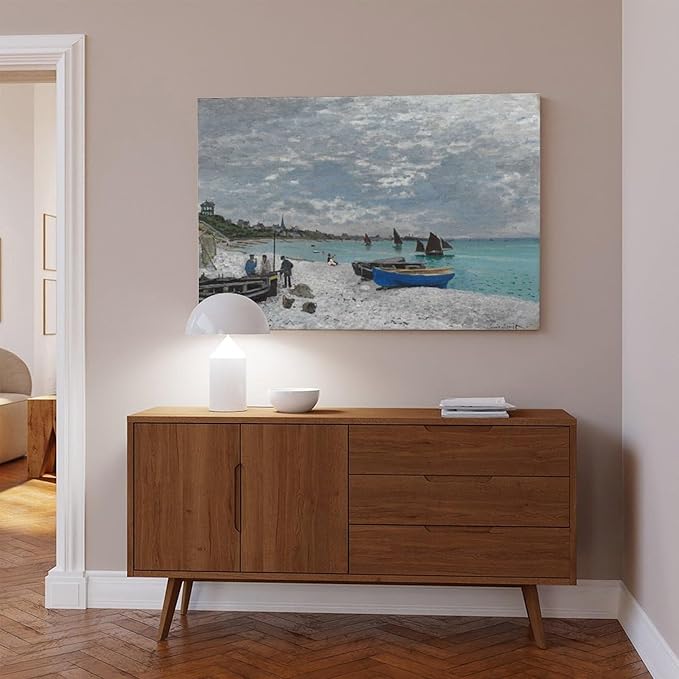 40+ Monet Famous Print Posters The Beach at Sainte-Adresse by Claude Monet Impressionism Canvas Posters Print Wall Art Bedroom Office Room Decor Gift Unframe 24×36inch(60×90cm)