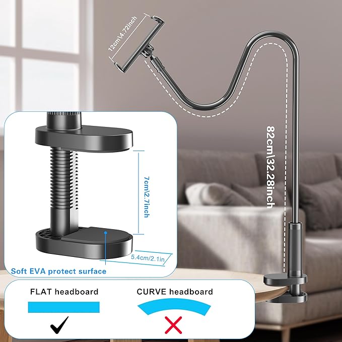 Gooseneck Tablet Holder for Kindle Reading in Bed with Page Turner Remote, Hands Free Desk Bedside Lazy Arm Stand for Kindle Accessories, Gifts for Readers