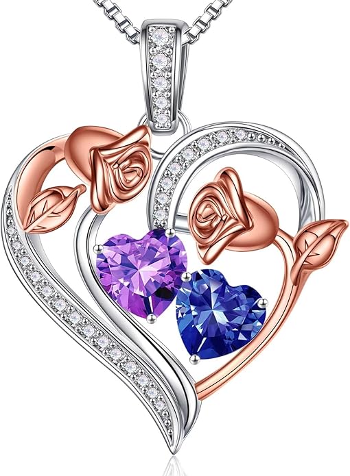 Iefil Christmas Gifts for Women Wife - 925 Sterling Silver Rose Heart Necklace, Stocking Stuffers for Women, Anniversary Birthday Gifts for Wife Girlfriend Mom