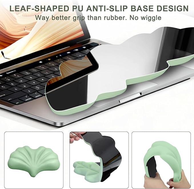 Ergonomic Leaf Keyboard and Mouse Wrist Rest Set, Extra Wide & Thick Memory Foam for Carpal Tunnel Pain Relief, Non-Slip Base, PC/Mac/Laptop, Gift for Office Work, Gaming