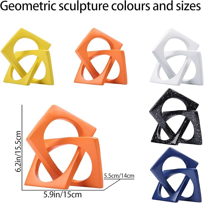 DOVDOV Geometric Cube Knot Decorations, Abstract Geometric Statue, Yellow Home Decor Accents for Room Office Shelf Coffee Table entryway Desktop Small Ornaments.