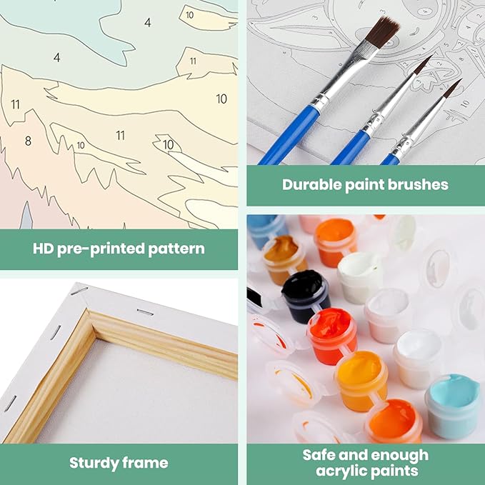 MXJSUA Starry Sky Framed Paint by Numbers for Adults Beginners, Easy Adults' Paint-by-Number Kits on Canvas with Easel, Landscape Acrylic Number Painting Crafts Kits Gifts for Home Decor, 8x10inch