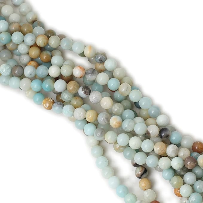 45PCS 8mm Natural Mix Color Amazonite Gemstone Round Loose Beads Stone Beads for Jewelry Making DIY 1 Strand 15"