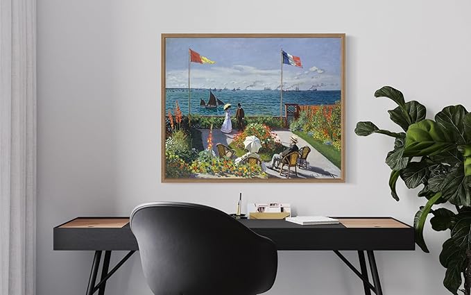 Garden at Sainte Claude Monet Wall Art Print Poster, Impressionist Painting Wall Art Wall Decor, for Bedroom and Living room Bathroom Decor 115 (Garden at Sainte, 8 x 10 inches, Wood Frame)
