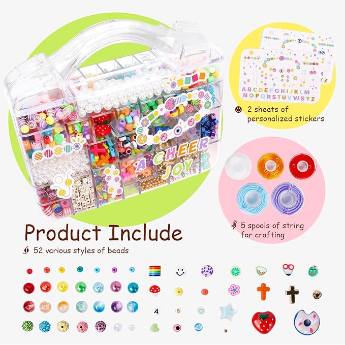 Jewelry Making Kit 4mm Glass Seed Beads for Jewelry Bracelet Making Kit,Pearl Bead with Letter Beads and Stickers,Friendship Bracelet DIY Art Craft Bag Charm Supplies